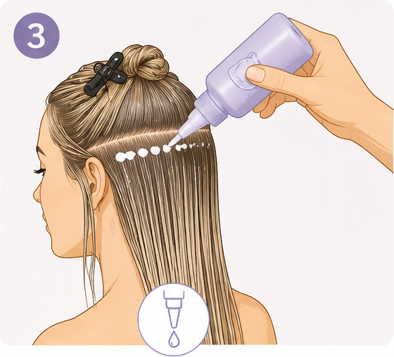 Step 3: Apply gloss in neat rows for even placement.