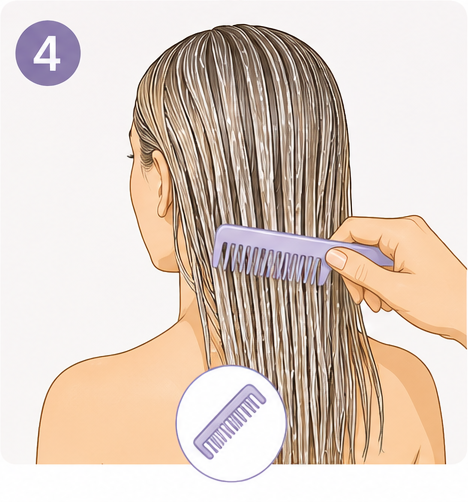 Step 4: Comb through to distribute product evenly.