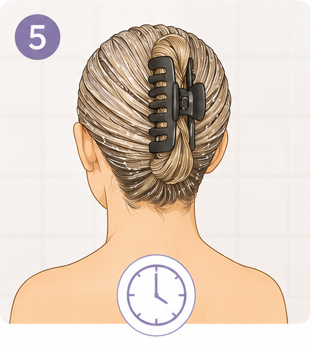Step 5: Clip hair up and process for your prescribed timing.